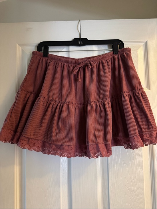 No Boundaries Dresses & Skirts - Dusty Rose Tiered Mini Skirt with Eyelet Trim